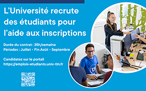 L'université de Toulon recrute des étudiants pour l'aide aux Inscriptions - Année 2024
