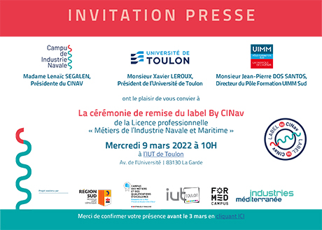 Invitation presse Cérémonie de remise du label By CINav