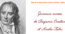 Conférence "Journaux croisés de B. Constant et A. Fabri" - Laboratoire BABEL