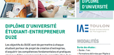 Ouverture du Diplôme d'Université Étudiant-Entrepreneur (DU2E) à l'Université de Toulon