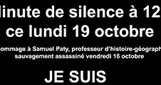 Minute de silence en hommage à Samuel Paty lundi 19 octobre à 12h